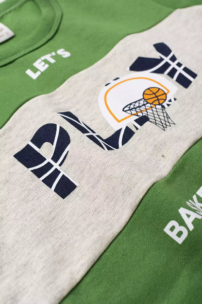 Conjunto de Inverno Infantil Menino Play Basketball Verde
