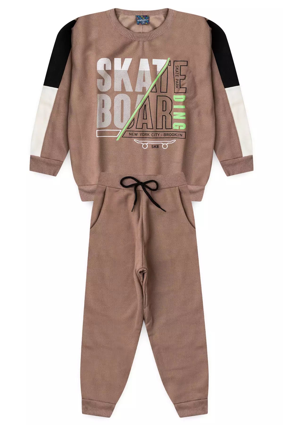 Conjunto de Inverno Infantil Menino Skate Board Marrom