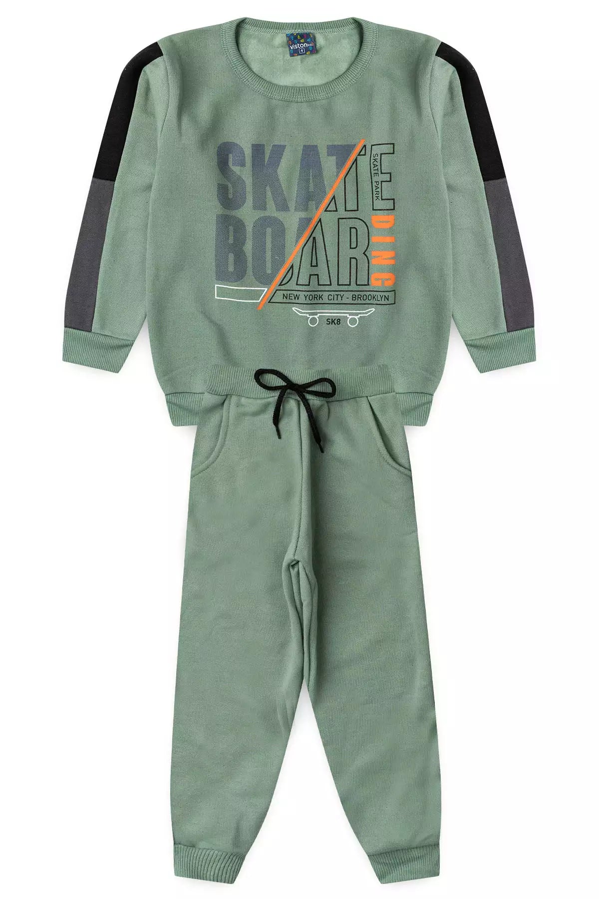 Conjunto de Inverno Infantil Menino Skate Board Verde