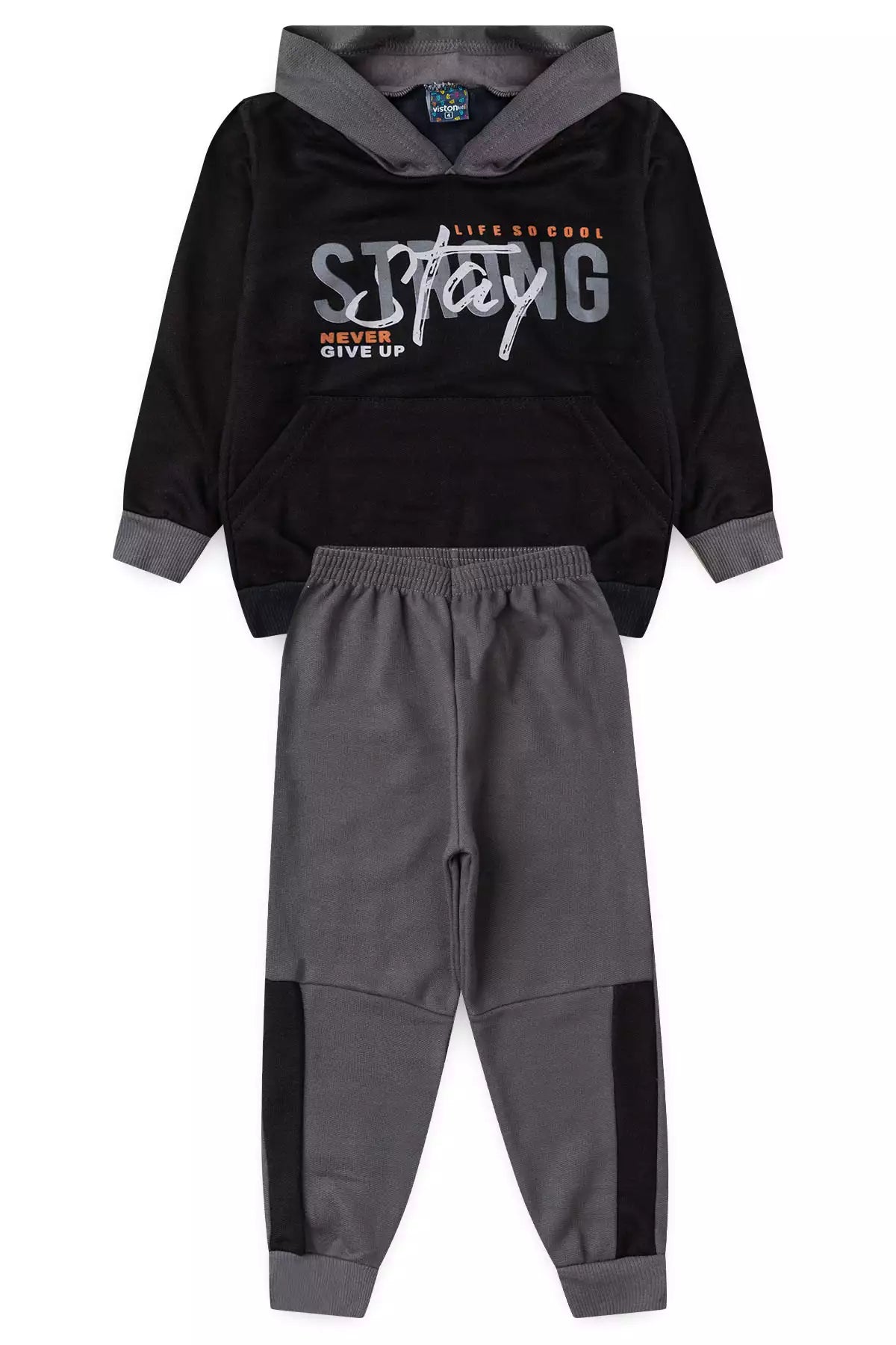 Conjunto de Inverno Infantil Menino Stay Strong Preto