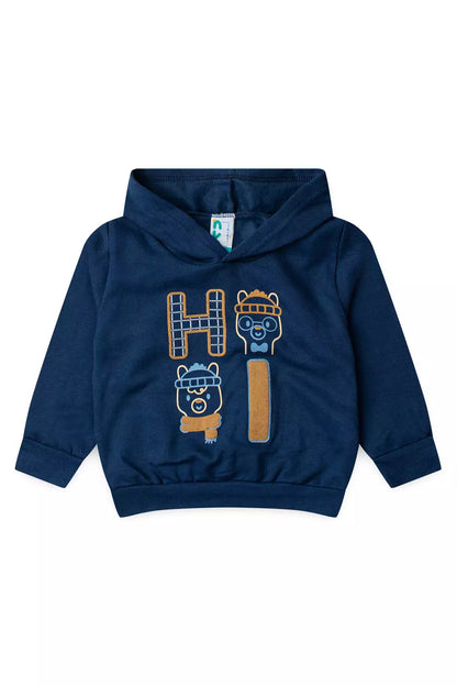Conjunto de Inverno Infantil Menino Ursinho Cute Marinho