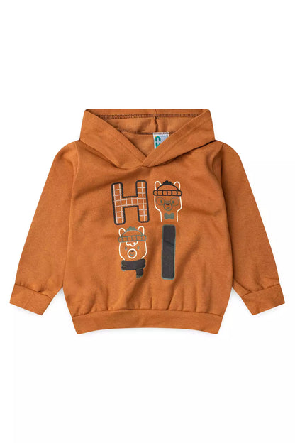 Conjunto de Inverno Infantil Menino Ursinho Cute Marrom
