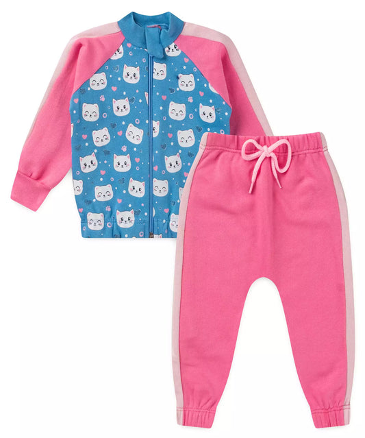 Conjunto de Inverno para Bebê Menina Gatinho Azul