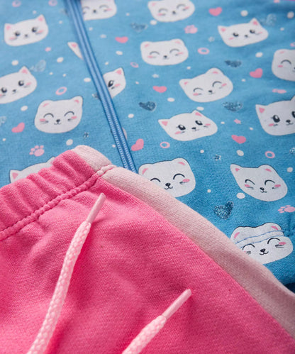 Conjunto de Inverno para Bebê Menina Gatinho Azul