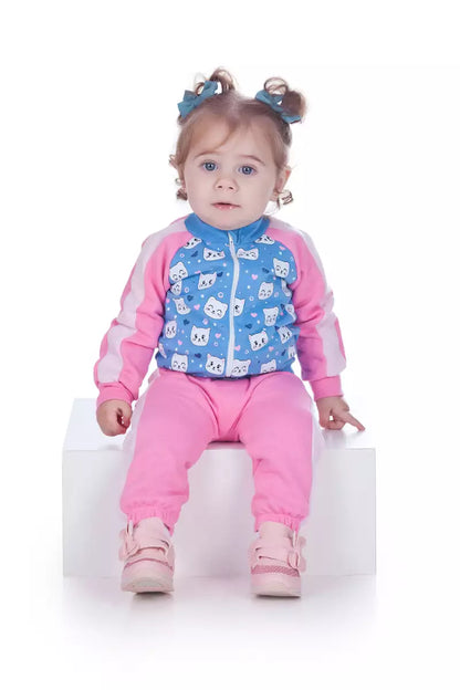 Conjunto de Inverno para Bebê Menina Gatinho Azul