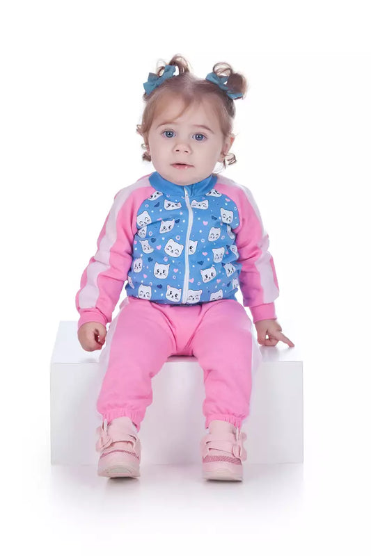 Conjunto de Inverno para Bebê Menina Gatinho Azul