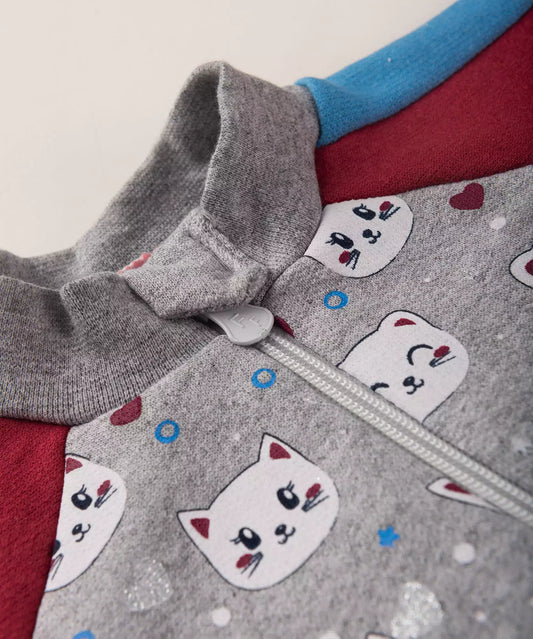 Conjunto de Inverno para Bebê Menina Gatinho no Mescla