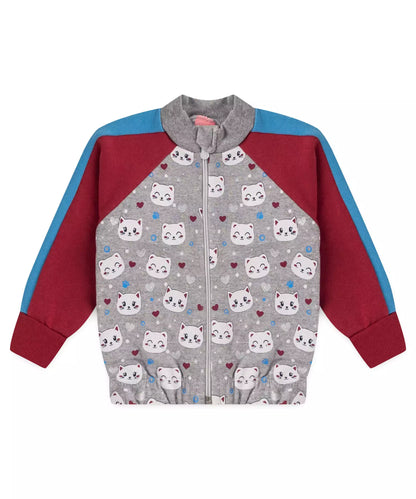 Conjunto de Inverno para Bebê Menina Gatinho no Mescla