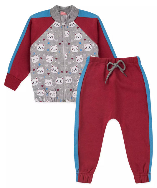 Conjunto de Inverno para Bebê Menina Gatinho no Mescla