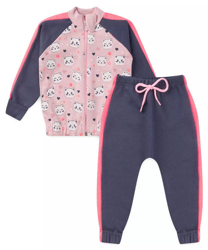 Conjunto de Inverno para Bebê Menina Gatinho no Rosa