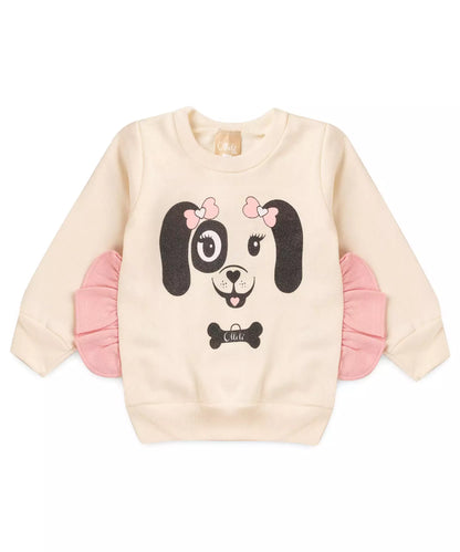 Conjunto de Inverno para Bebê Menina Cachorrinho Marfim