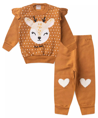 Conjunto de Inverno para Bebê Menina Cervo Marrom