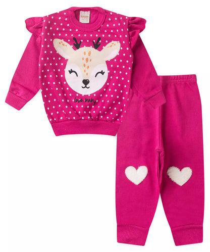 Conjunto de Inverno para Bebê Menina Cervo Pink