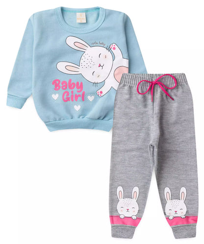 Conjunto de Inverno para Bebê Menina Coelhinho Azul