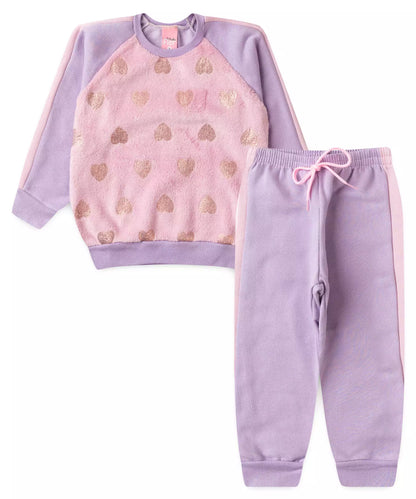 Conjunto de Inverno para Bebê Menina Coração Rosa