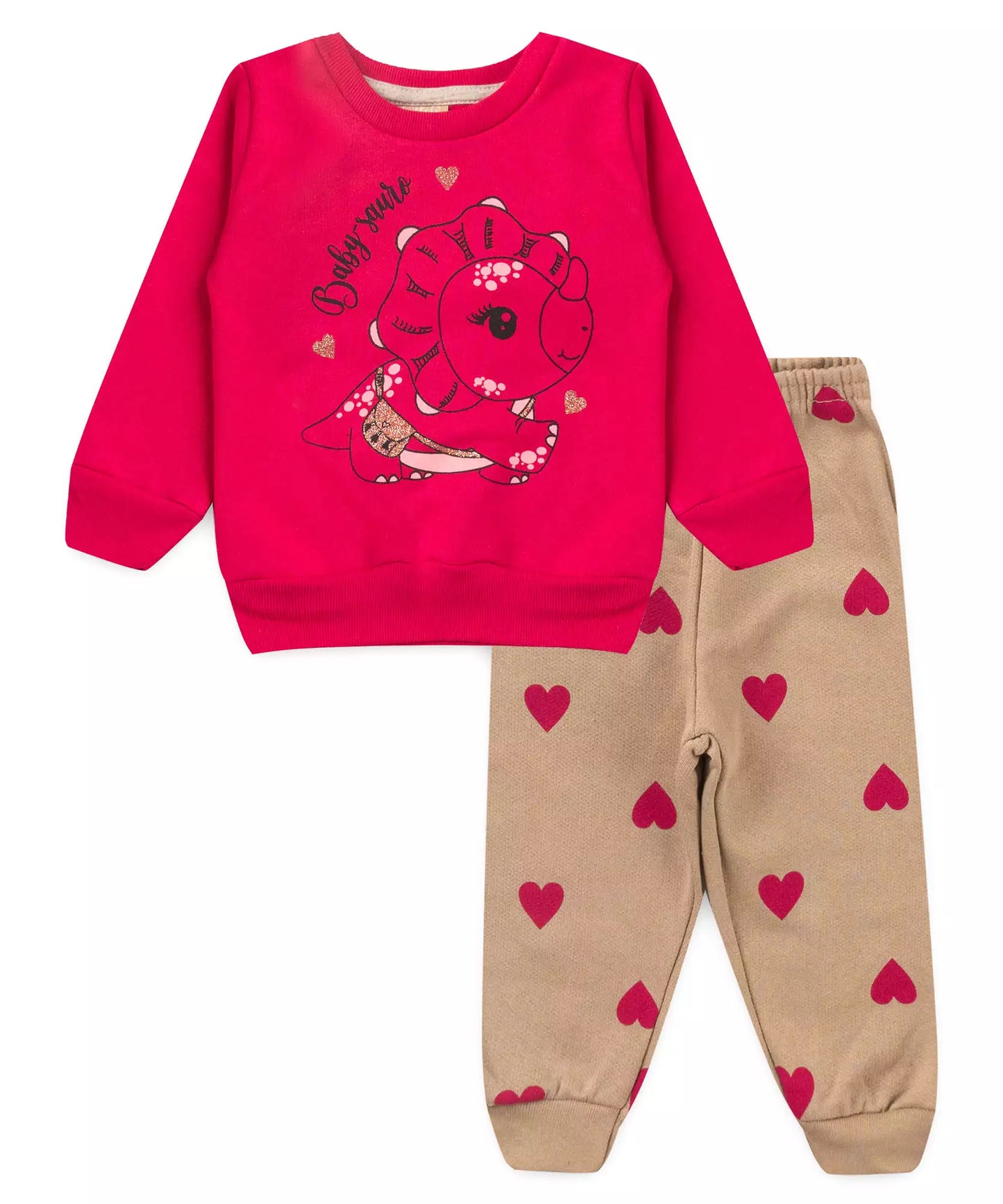 Conjunto de Inverno para Bebê Menina Dinossauro Pink