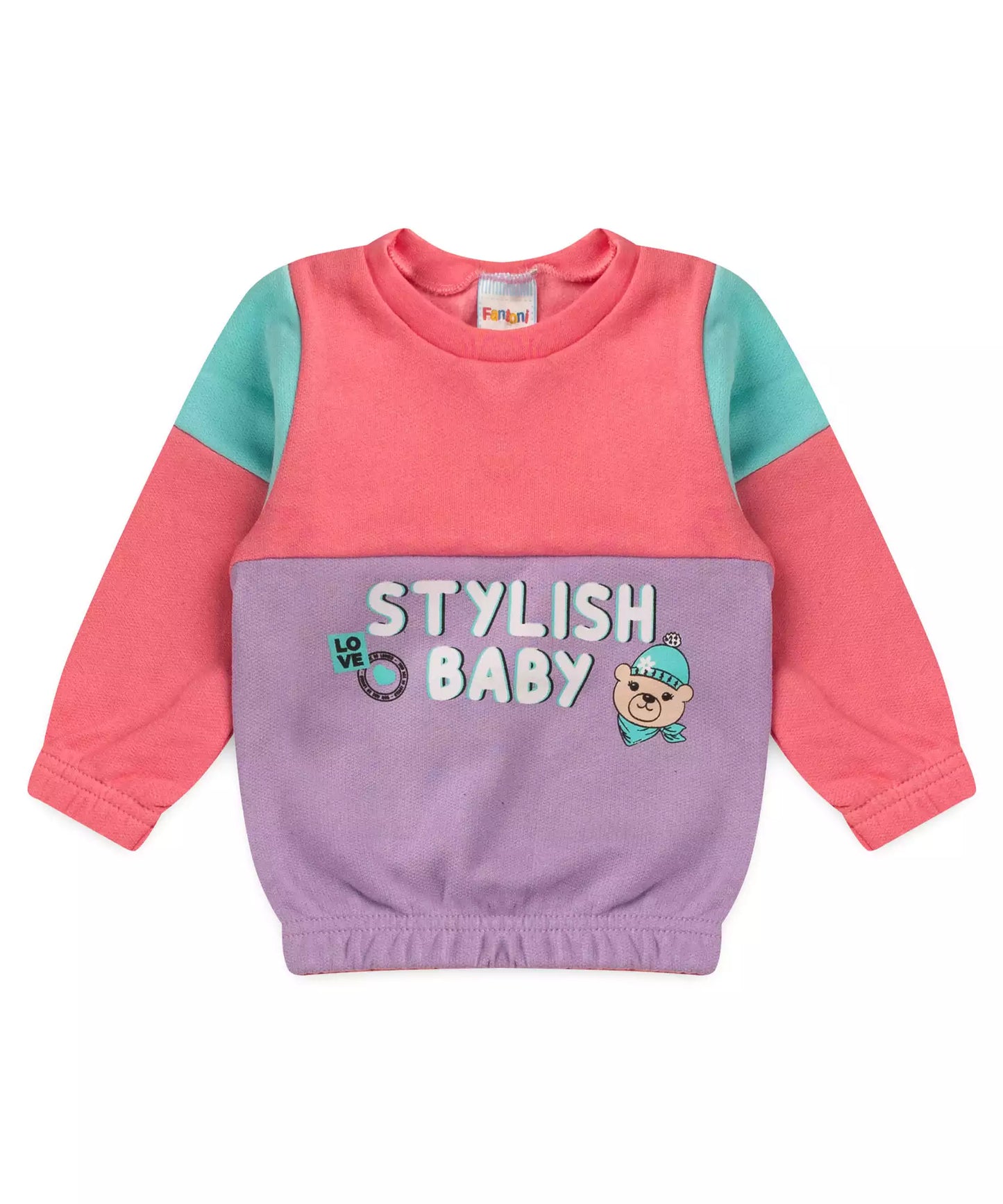 Conjunto de Inverno para Bebê Menina Estampado Salmão