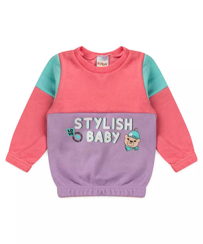 Conjunto de Inverno para Bebê Menina Estampado Salmão