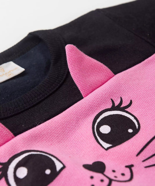 Conjunto de Inverno para Bebê Menina Gatinha Preto