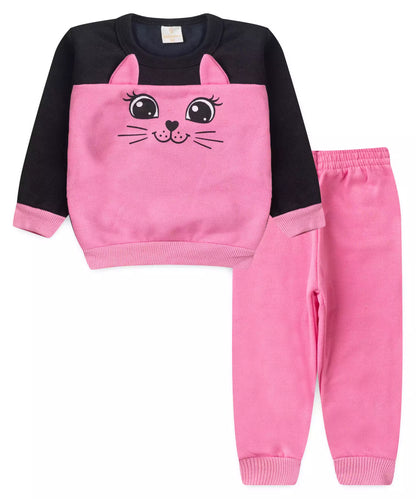 Conjunto de Inverno para Bebê Menina Gatinha Preto