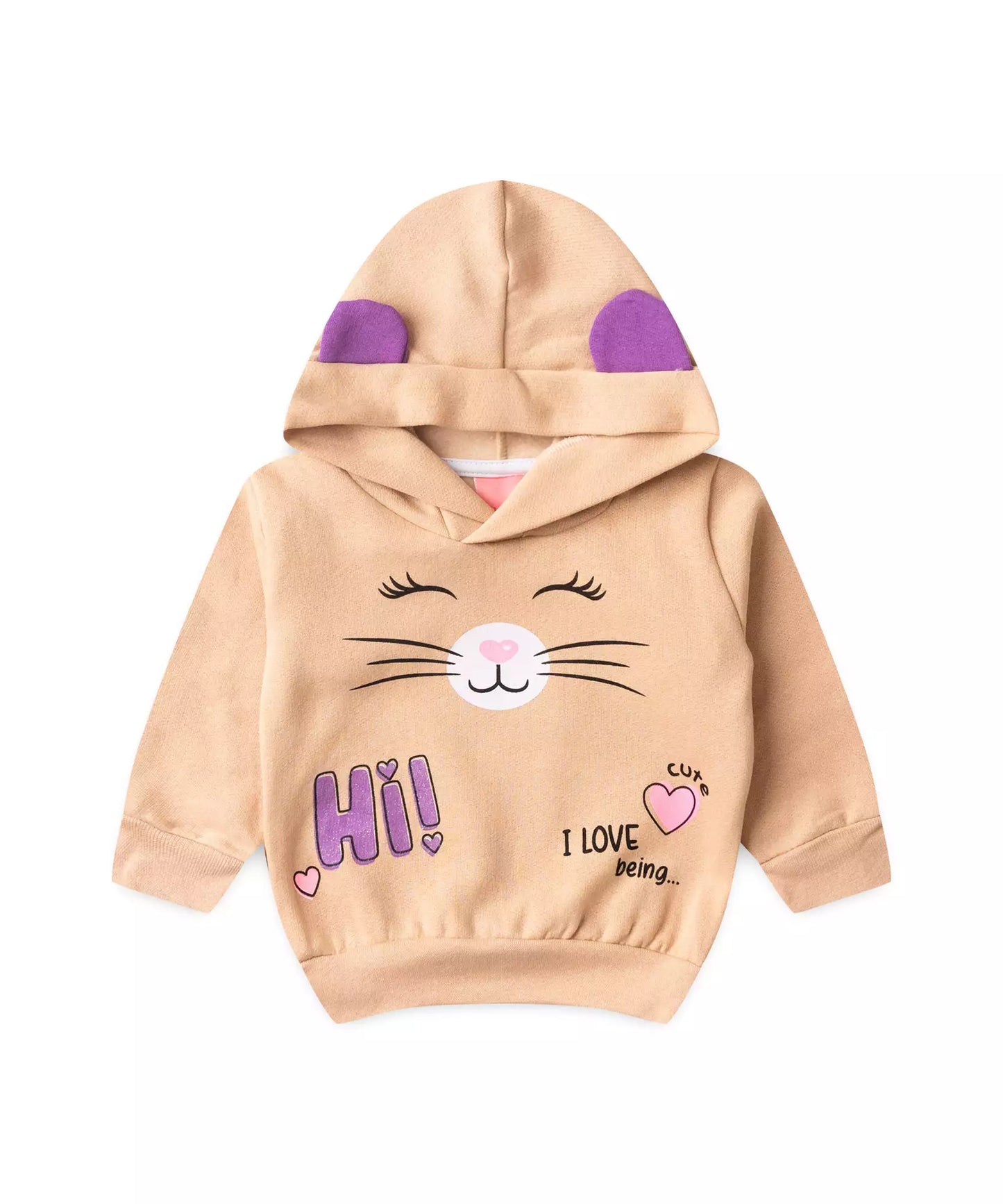 Conjunto de Inverno para Bebê Menina Gatinho Bege