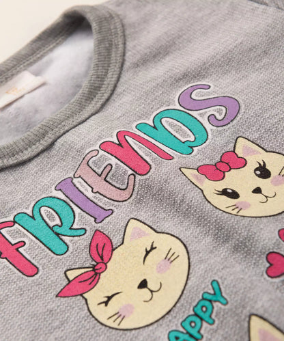 Conjunto de Inverno para Bebê Menina Gatinho Mescla