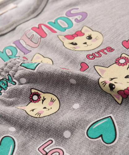 Conjunto de Inverno para Bebê Menina Gatinho Mescla