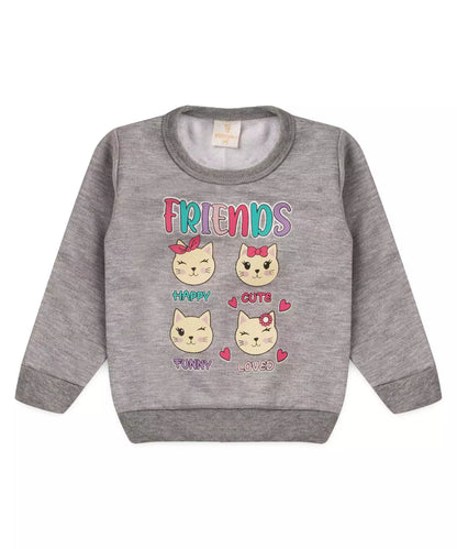 Conjunto de Inverno para Bebê Menina Gatinho Mescla