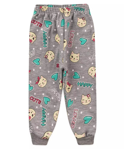 Conjunto de Inverno para Bebê Menina Gatinho Mescla