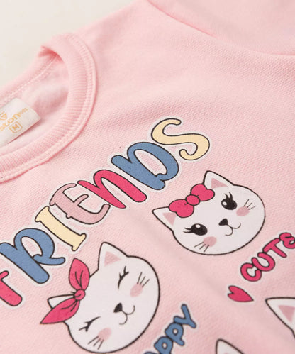 Conjunto de Inverno para Bebê Menina Gatinho Rosa