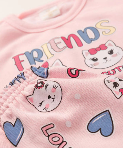 Conjunto de Inverno para Bebê Menina Gatinho Rosa