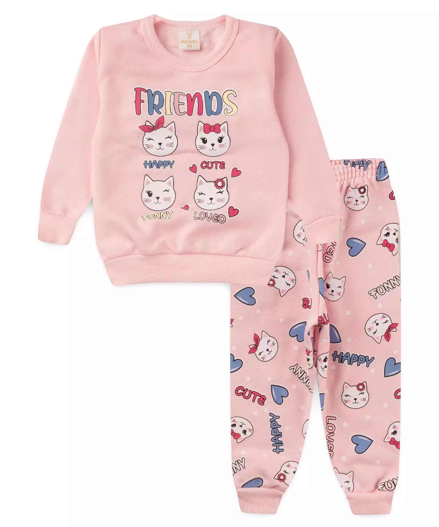 Conjunto de Inverno para Bebê Menina Gatinho Rosa