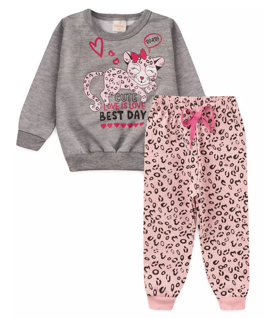 Conjunto de Inverno para Bebê Menina Oncinha Mescla