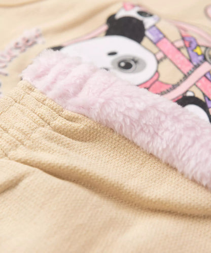 Conjunto de Inverno para Bebê Menina Pandinha Bege