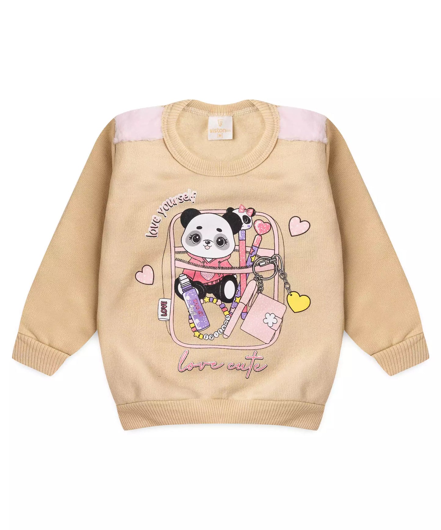 Conjunto de Inverno para Bebê Menina Pandinha Bege