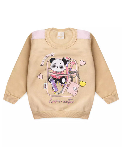 Conjunto de Inverno para Bebê Menina Pandinha Bege