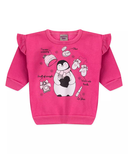 Conjunto de Inverno para Bebê Menina Pinguim Pink