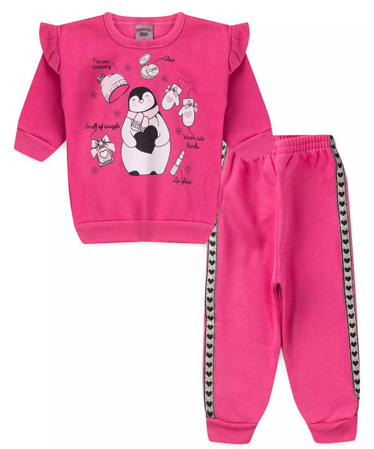 Conjunto de Inverno para Bebê Menina Pinguim Pink