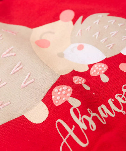 Conjunto de Inverno para Bebê Menina Porco Espinho Vermelho