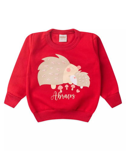 Conjunto de Inverno para Bebê Menina Porco Espinho Vermelho