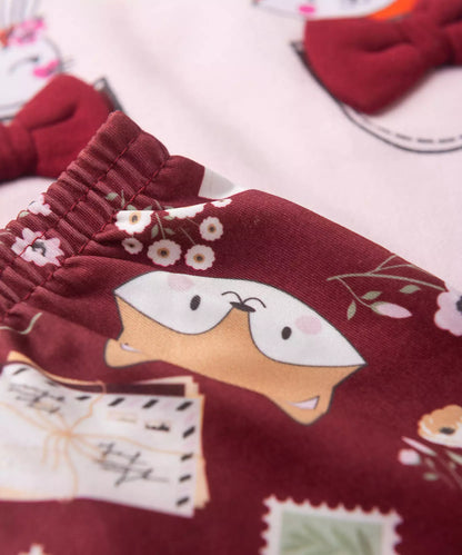 Conjunto de Inverno para Bebê Menina Raposa Rosa