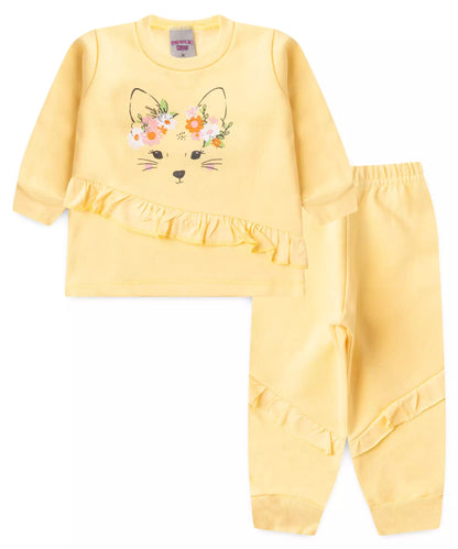 Conjunto de Inverno para Bebê Menina Raposinha Marfim