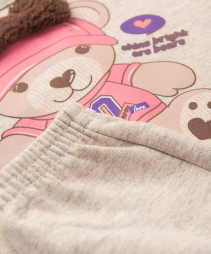 Conjunto de Inverno para Bebê Menina Ursinho Mescla