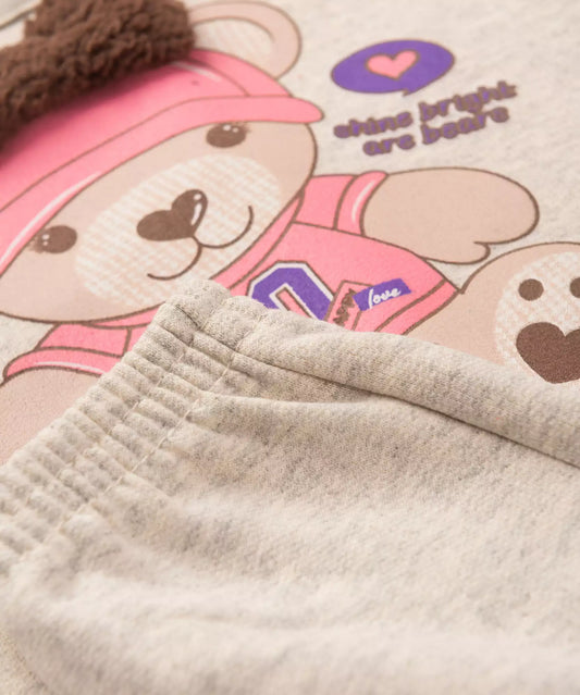 Conjunto de Inverno para Bebê Menina Ursinho Mescla