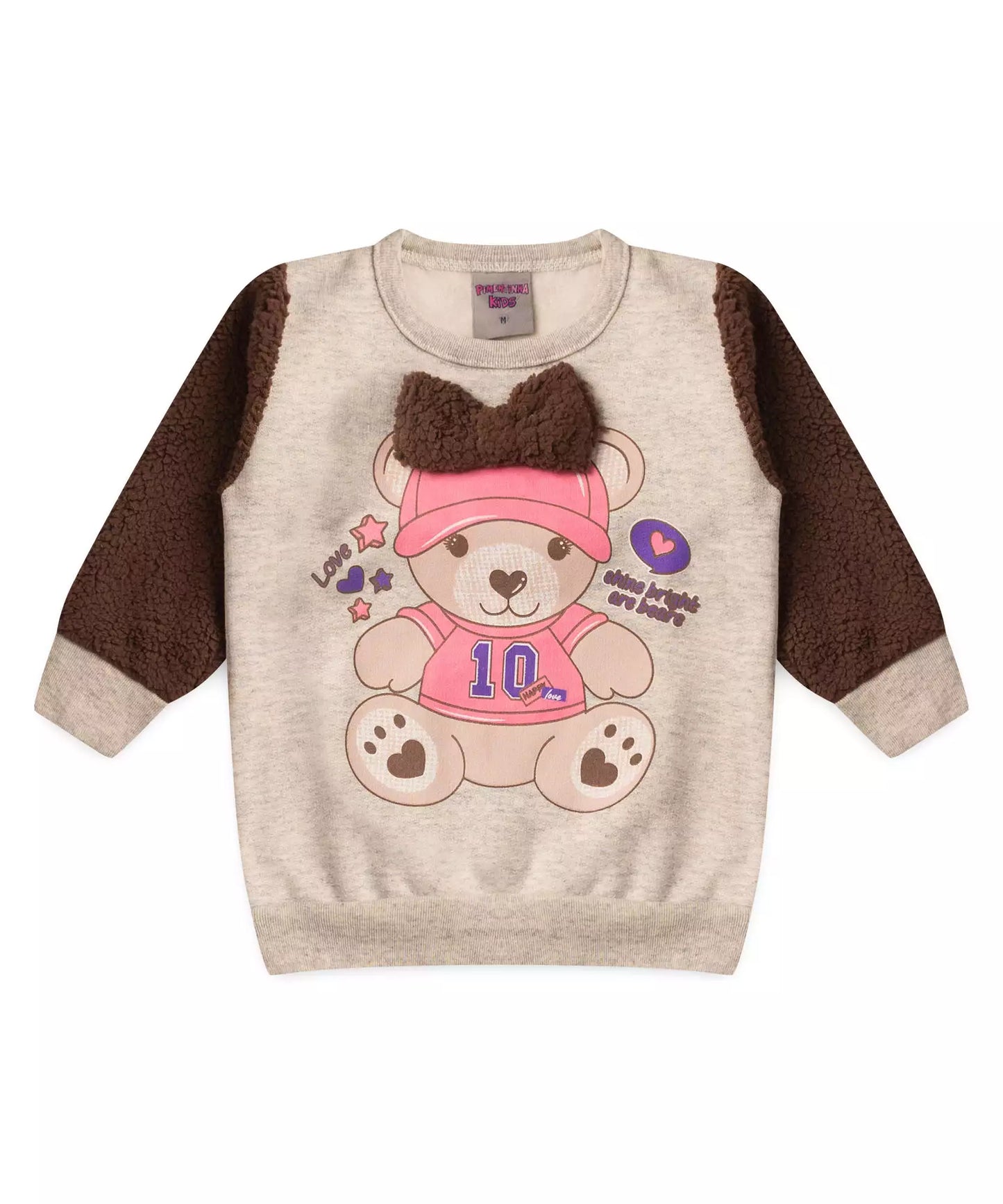 Conjunto de Inverno para Bebê Menina Ursinho Mescla
