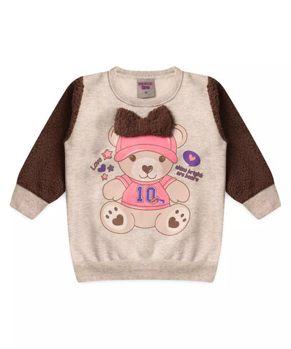 Conjunto de Inverno para Bebê Menina Ursinho Mescla
