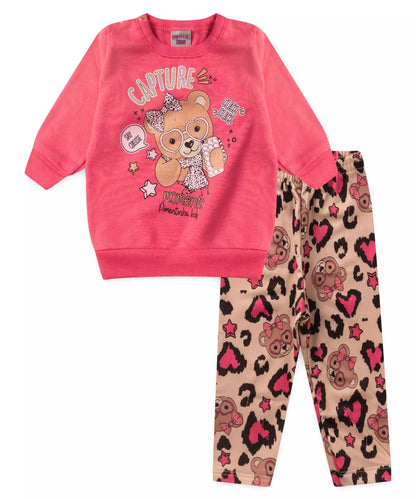 Conjunto de Inverno para Bebê Menina Ursinho Pink