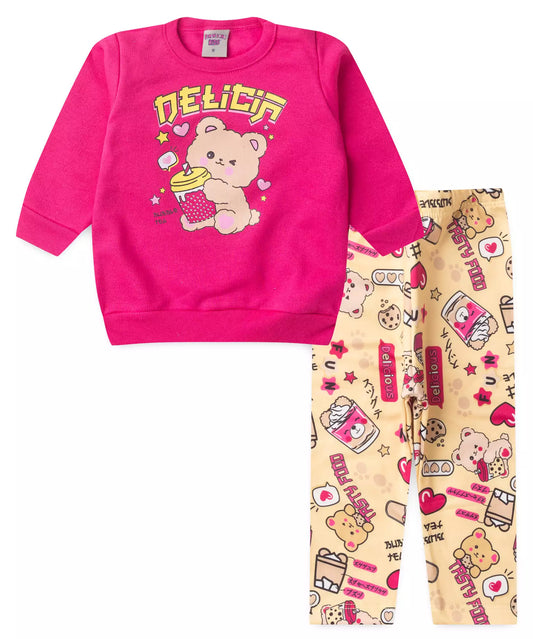 Conjunto de Inverno para Bebê Menina no Ursinho em Pink