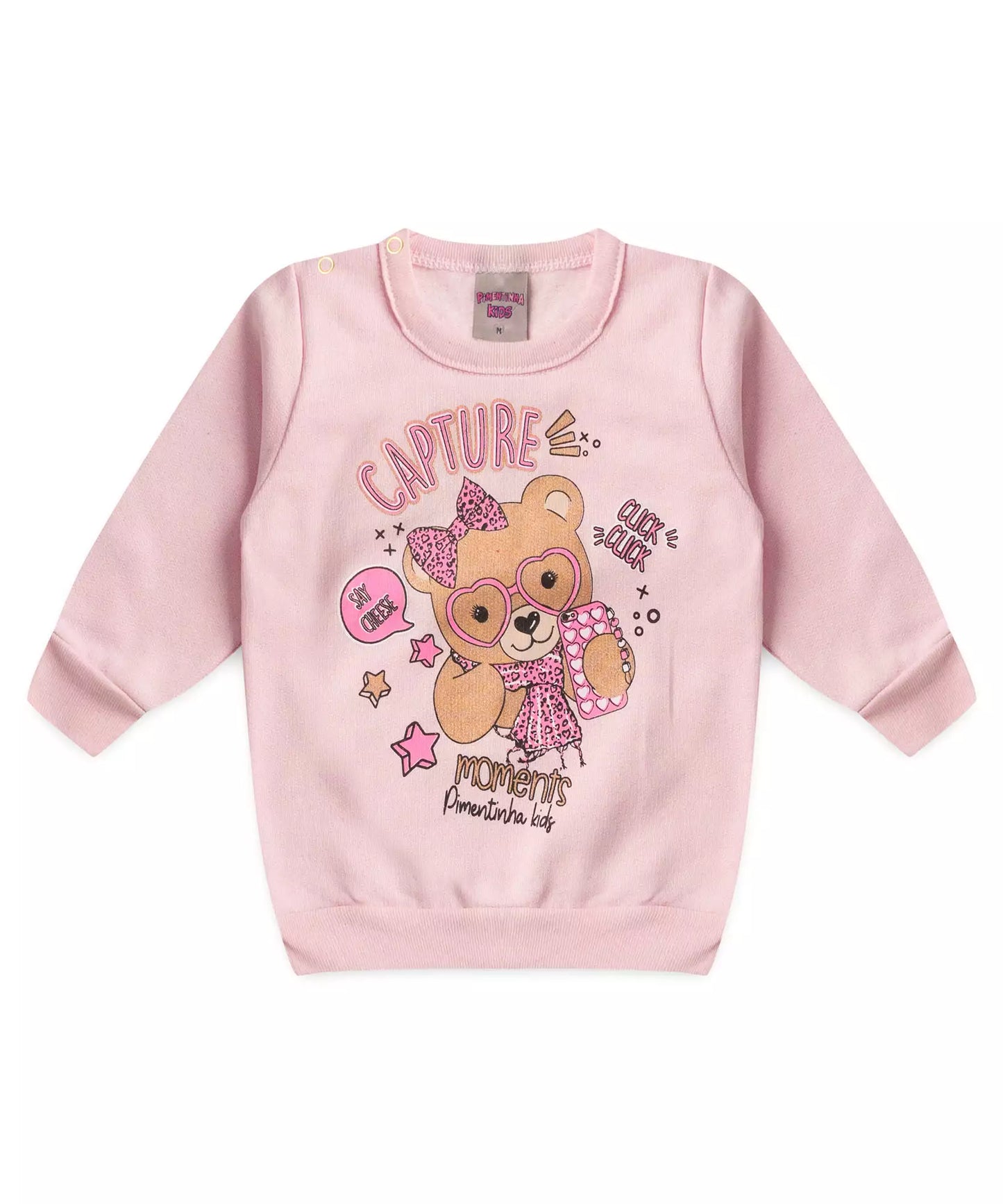 Conjunto de Inverno para Bebê Menina no Ursinho Rosa