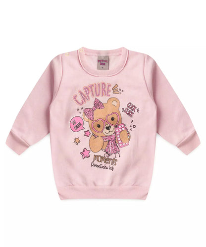 Conjunto de Inverno para Bebê Menina no Ursinho Rosa